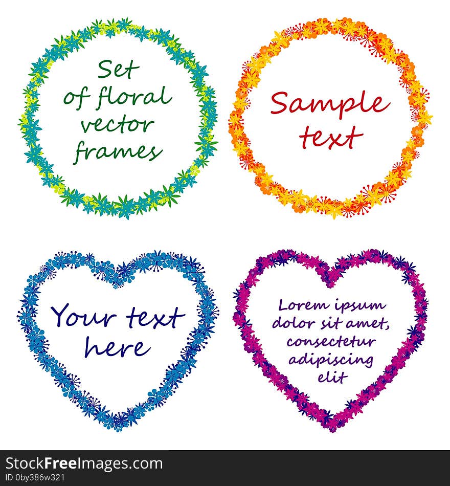 Set of decorative vector floral frames