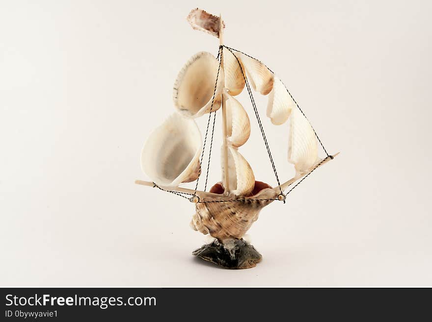 Souvenir ship made of shells. Souvenir ship made of shells