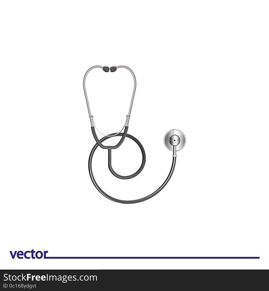 Flat Icon of stethoscope. Isolated on white background. Modern vector illustration for web and mobile.