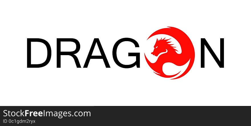 Vector illustration red dragon logo on a white background