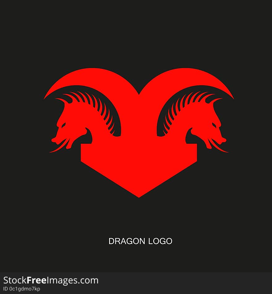 Vector illustration red dragon logo on a black background