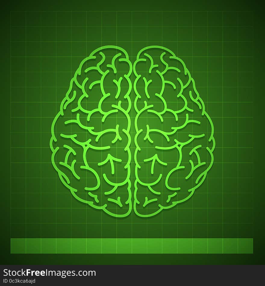 Human Brain Concept On Green Background