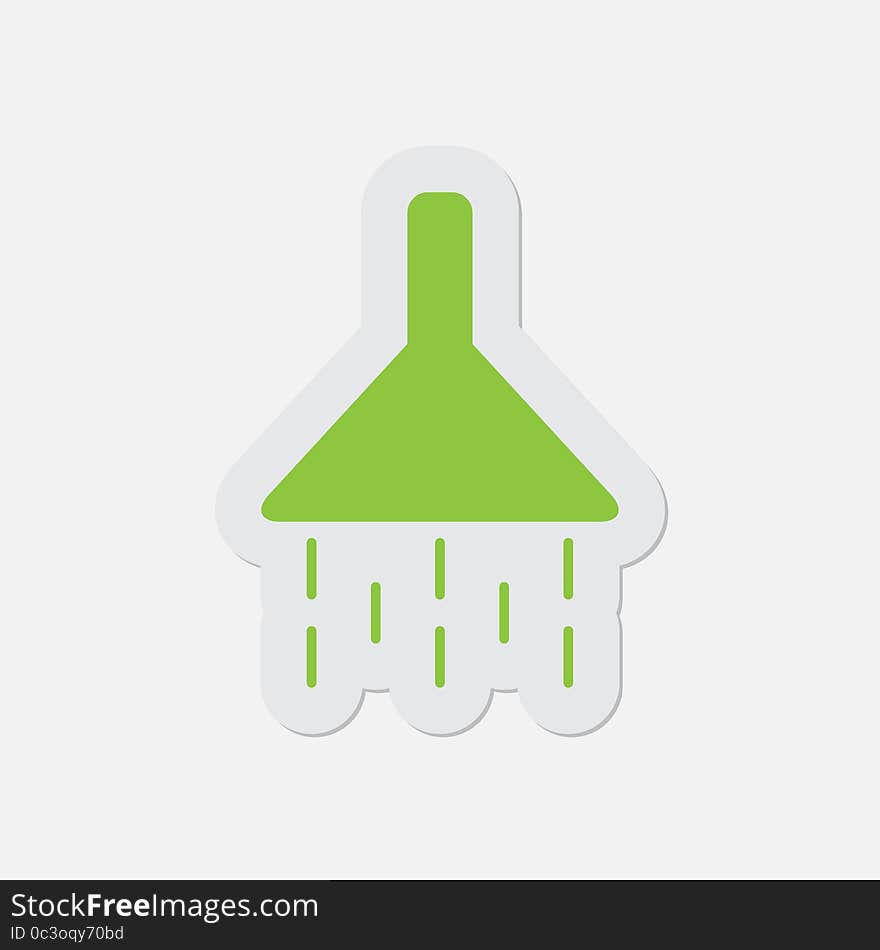 Simple green icon with contour and shadow - shower on a white background. Simple green icon with contour and shadow - shower on a white background