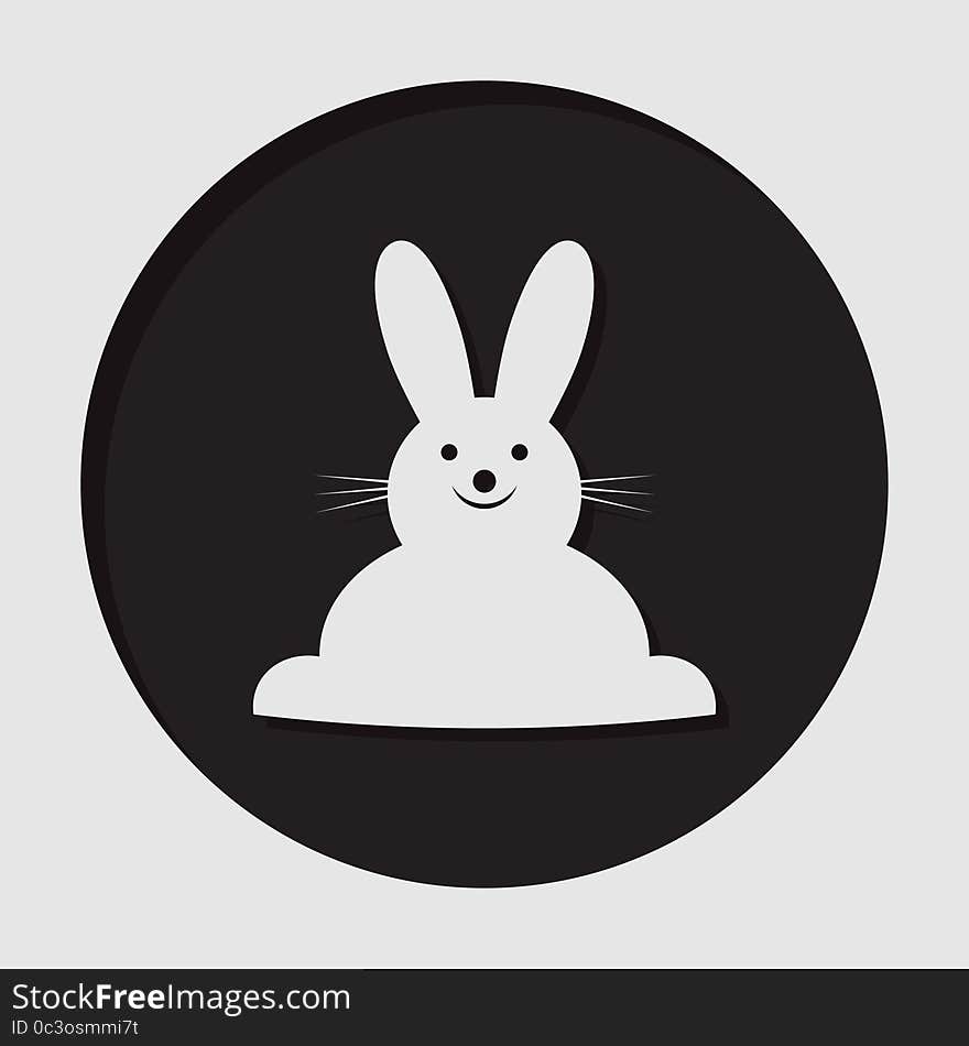 Information icon - dark circle with white Easter bunny and shadow. Information icon - dark circle with white Easter bunny and shadow