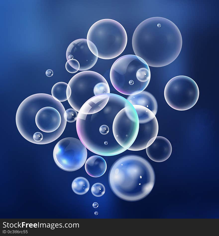 Set colorful bubbles in vector. Isolated  water bubbles collecti