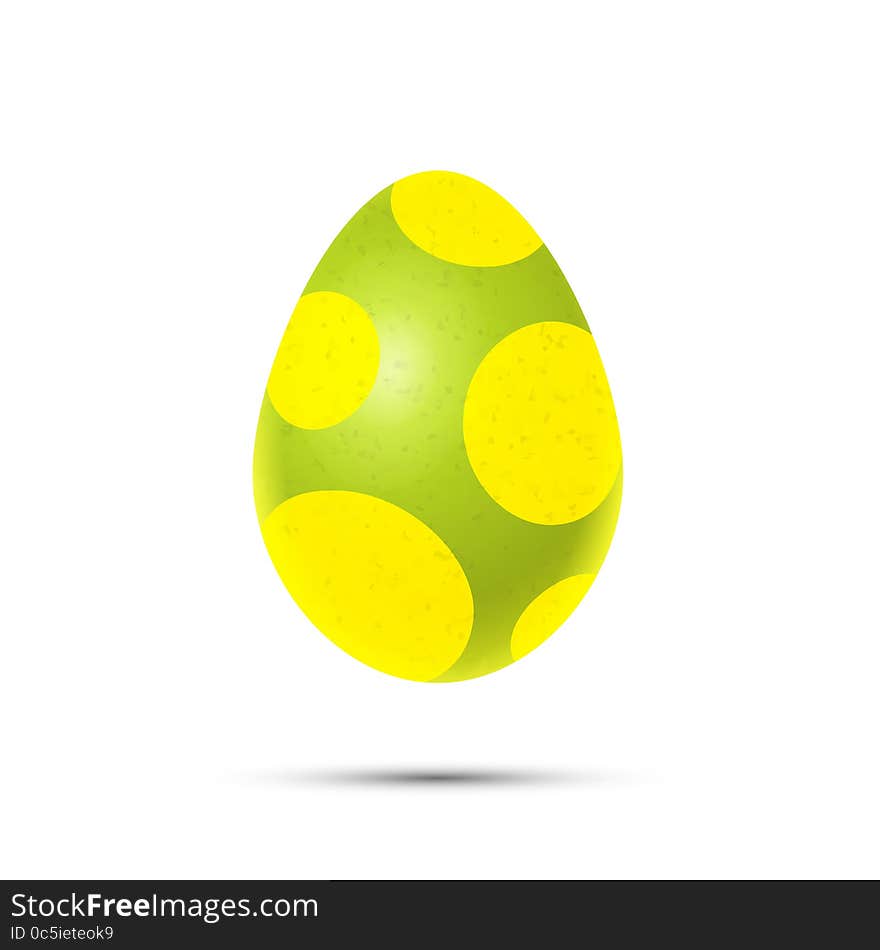 Green easter egg with yellow dots on white