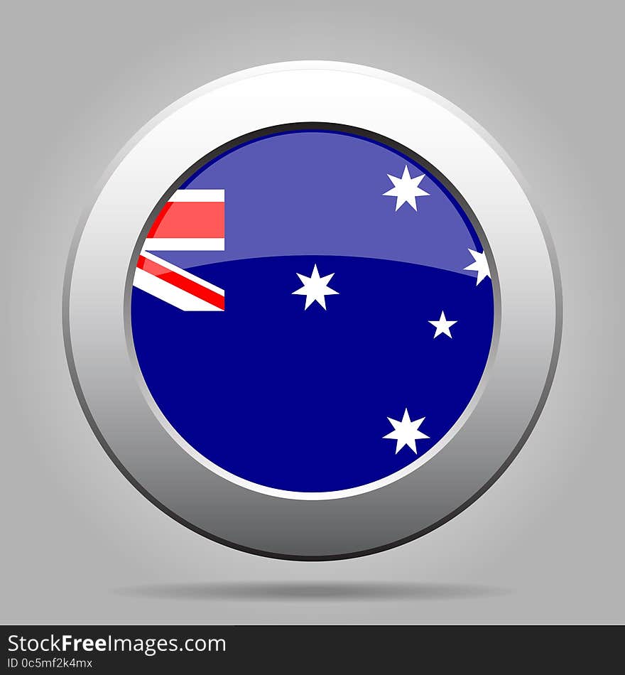 Metal button with flag of Australia