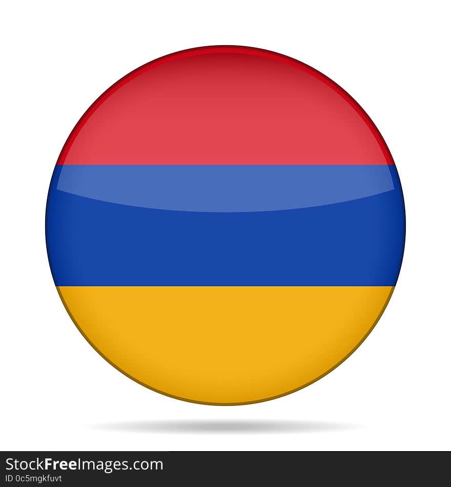 Button with national flag of Armenia and shadow. Button with national flag of Armenia and shadow