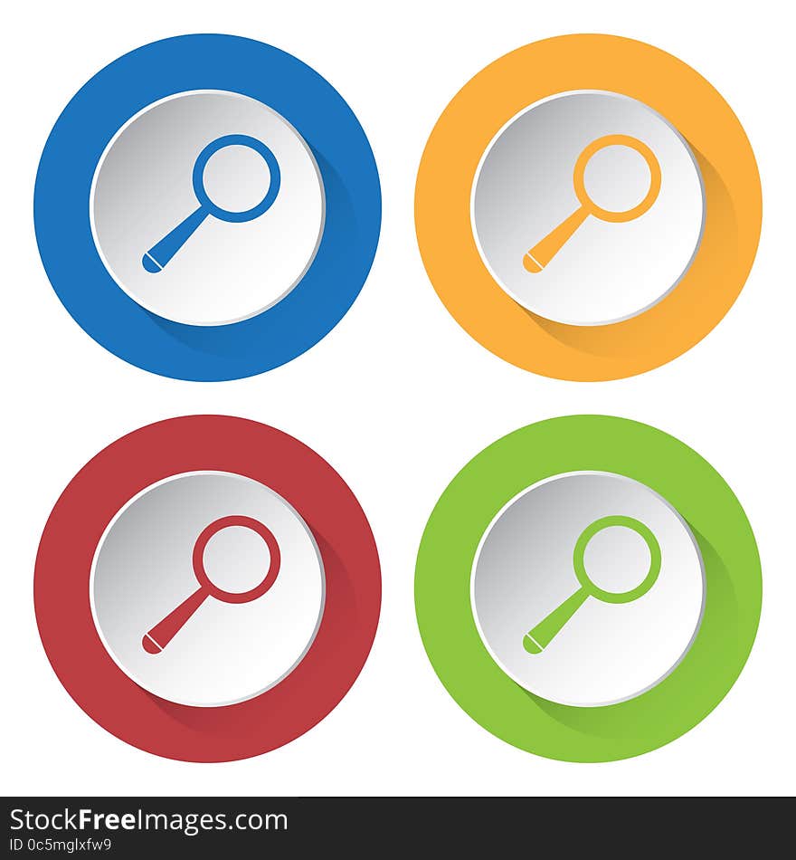 Set Of Four Icons - Magnifier