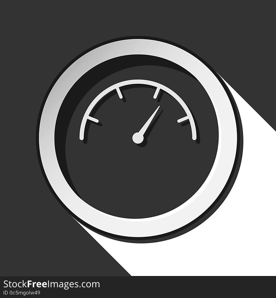 Black icon with dial symbol and white stylized shadow. Black icon with dial symbol and white stylized shadow