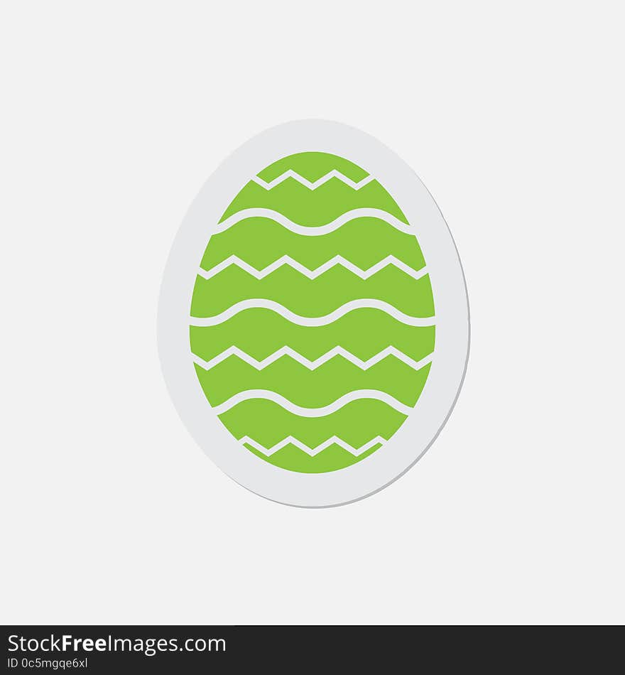 Simple green icon with contour and shadow - Easter egg on a white background. Simple green icon with contour and shadow - Easter egg on a white background