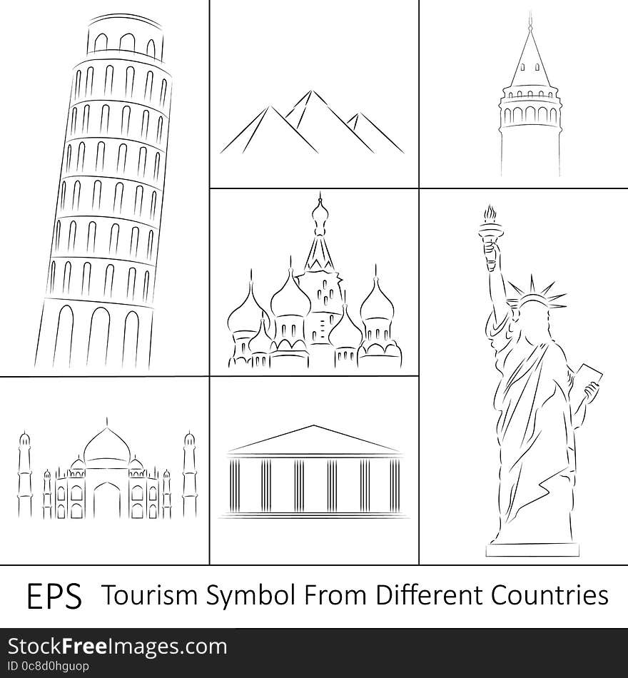 Torism Symbol From Different Countries. Torism Symbol From Different Countries