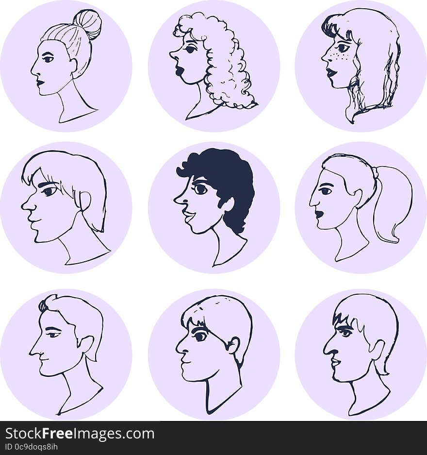 Those men and women facial profile graphic image vector illustration. Those men and women facial profile graphic image vector illustration