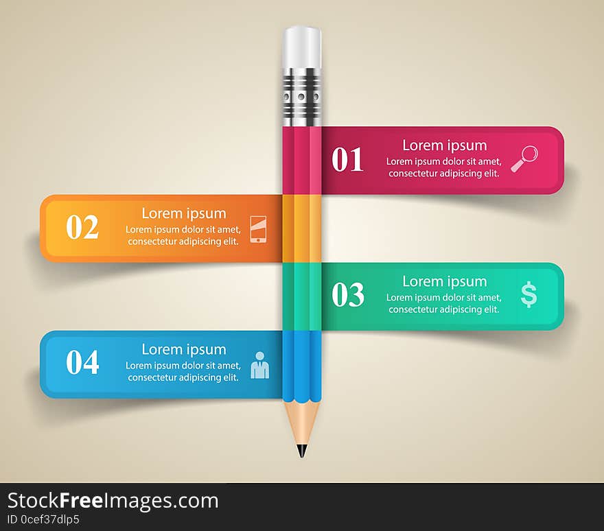 3D infographic design template and marketing icons. Pencil icon. 3D infographic design template and marketing icons. Pencil icon.