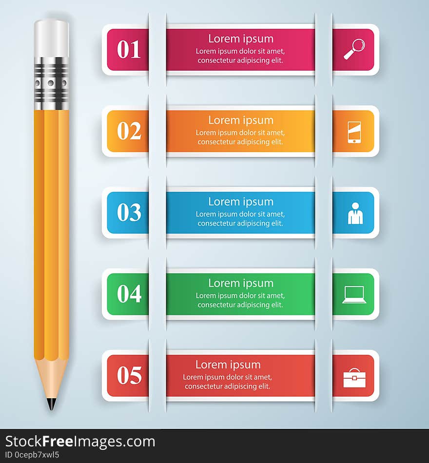 Business Infographics Origami Style Vector Illustration. Pencil