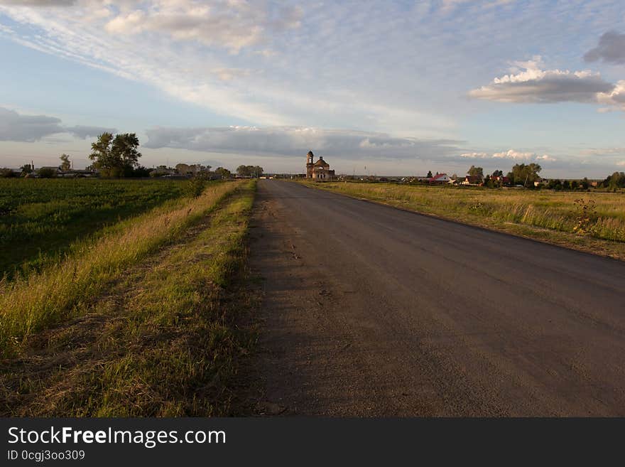 In the Russian village, at the entrance of the ruined Church. In the Russian village, at the entrance of the ruined Church