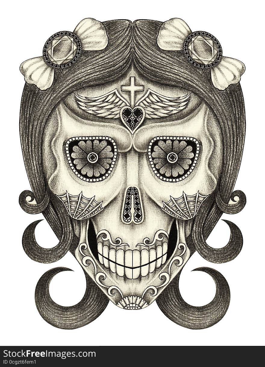 Art skull day of the dead.