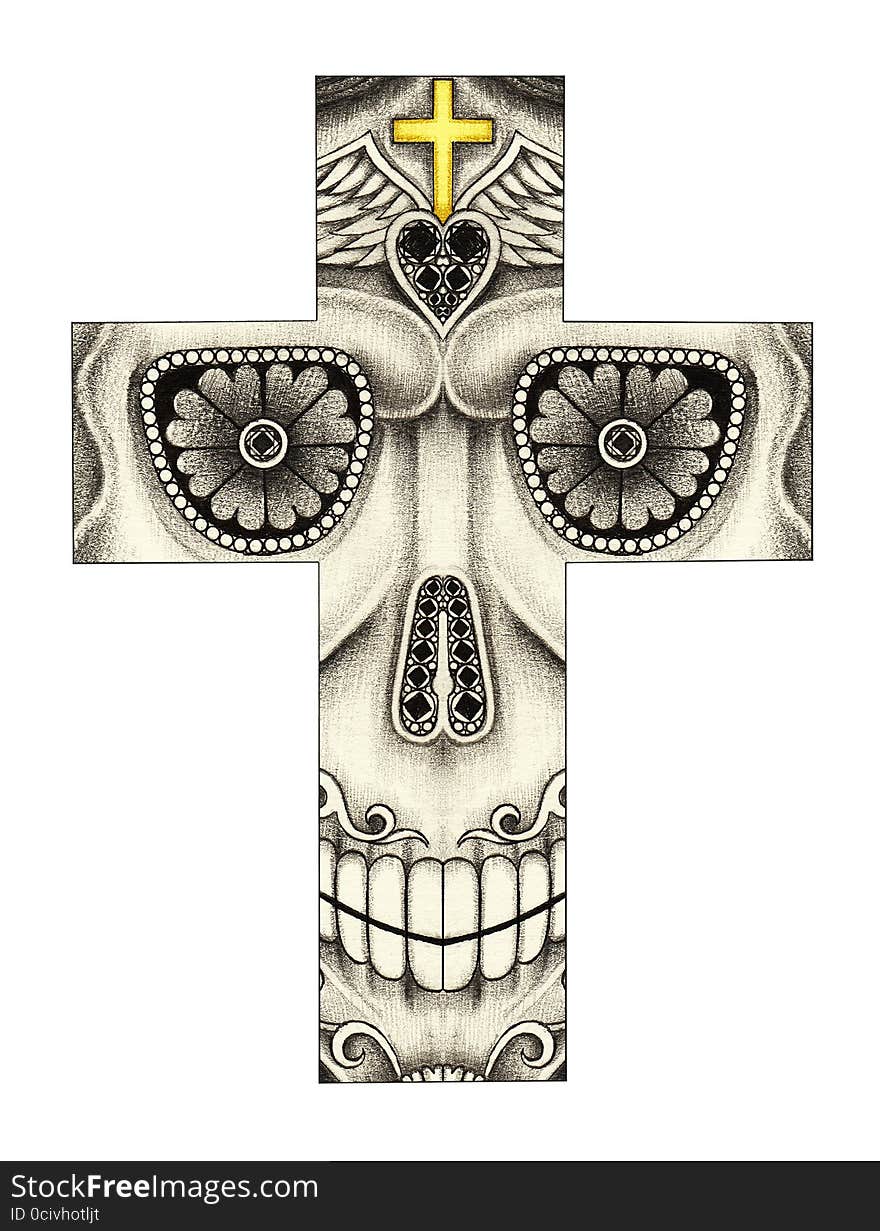 Art skull cross day of the dead.