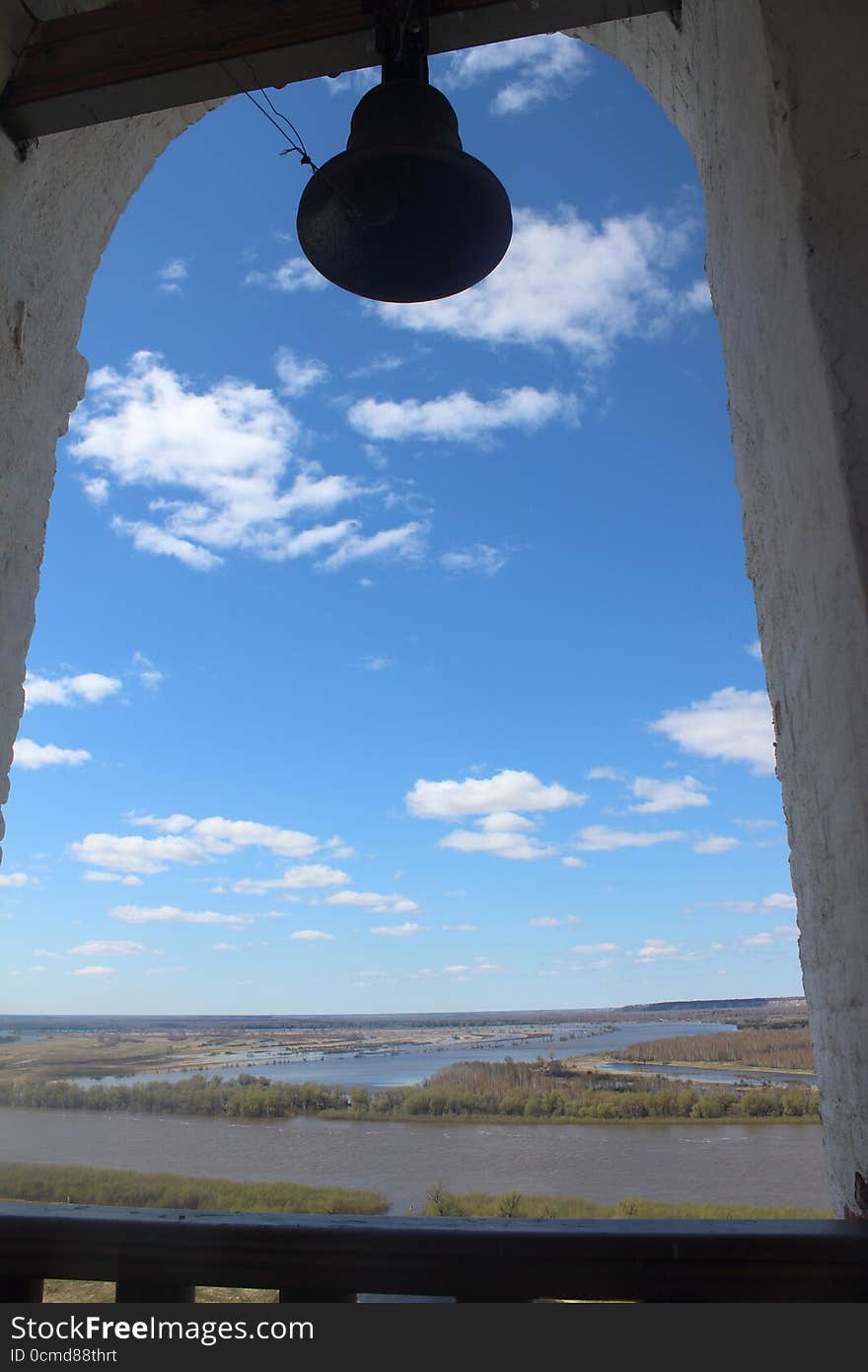 View from bell tower of Abalak monastery on the Irtysh river. View from bell tower of Abalak monastery on the Irtysh river