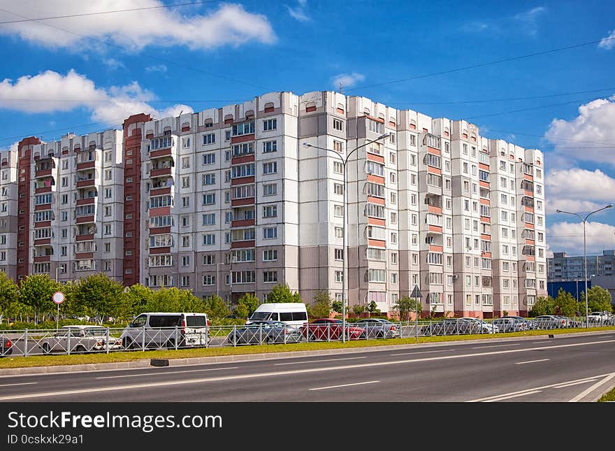 Modern residential area in the city on summer day