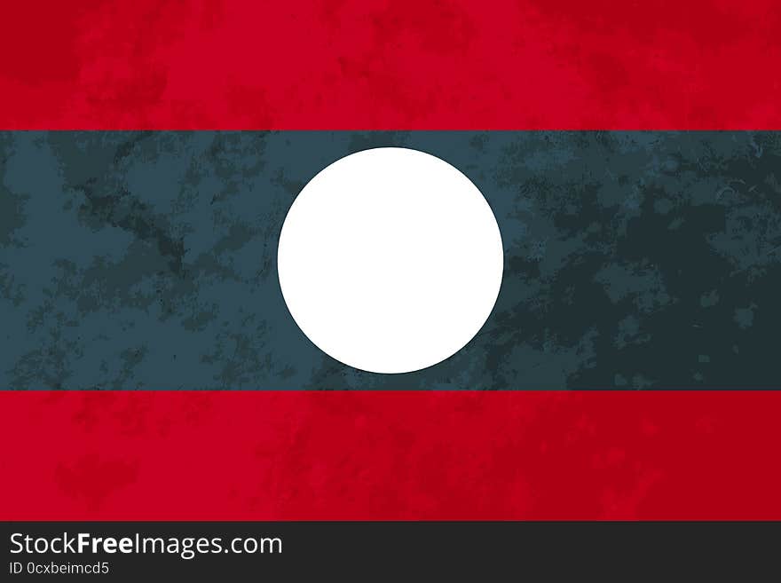 True proportions Laos flag with grunge texture. True proportions Laos flag with grunge texture