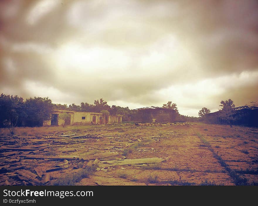 Overfiltered picture with stormy time and dramatic clouds view before the rain. Overfiltered picture with stormy time and dramatic clouds view before the rain