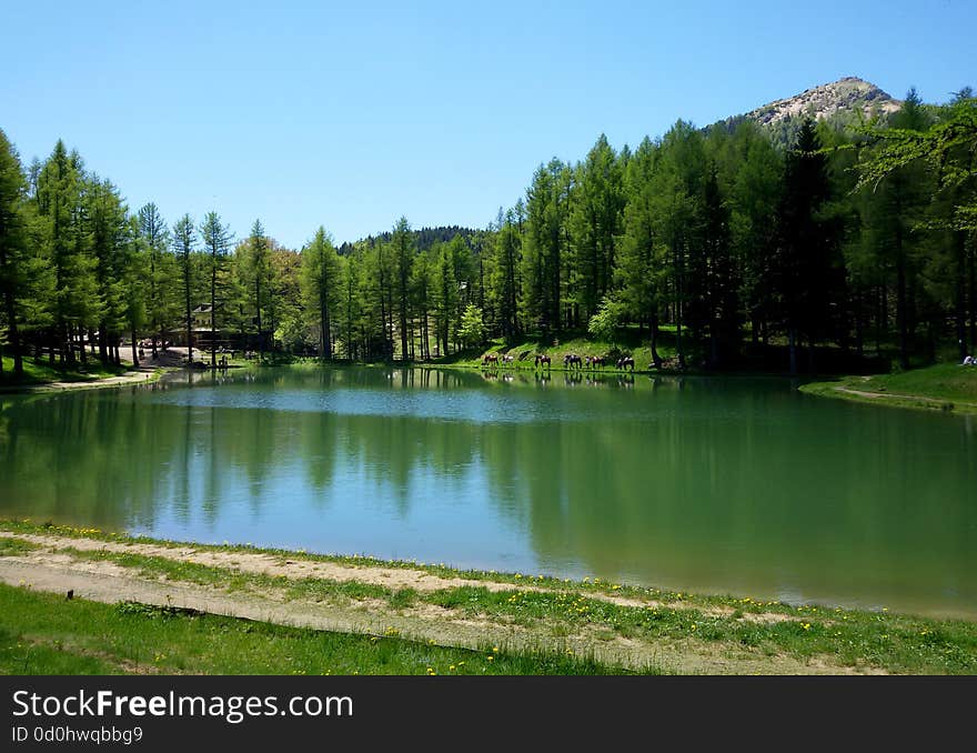 A view of Ninfa Lake (lago della Ninfa) near Sestola (Modena) in Italy.