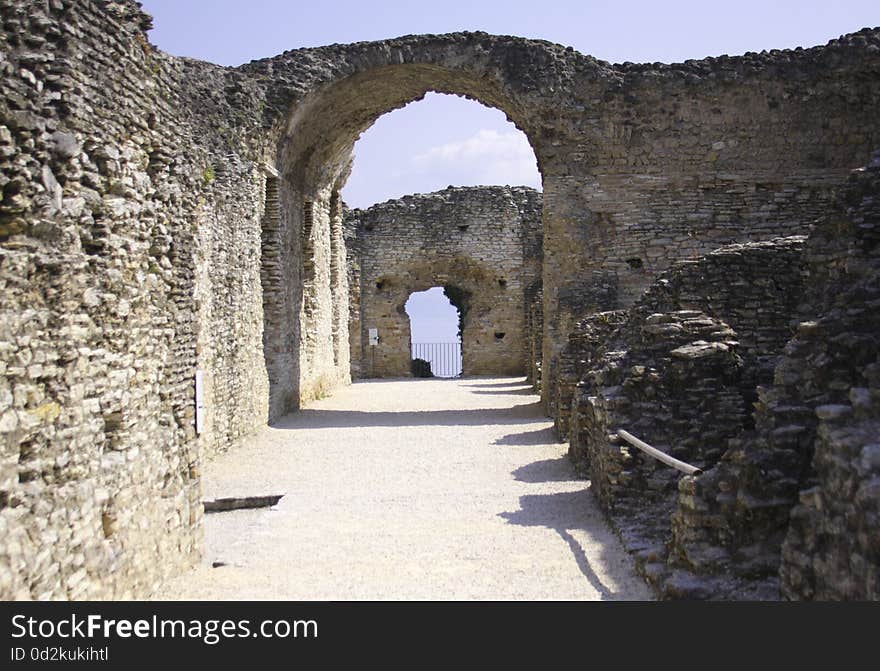 Italy - A fine view of Grotte Di Catullo Roman remains at Sirmione Town Lake Garda. Italy - A fine view of Grotte Di Catullo Roman remains at Sirmione Town Lake Garda.