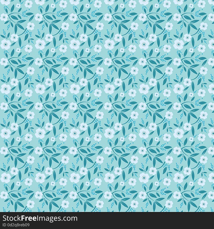 Blue flowers pattern seamless. Vector design element