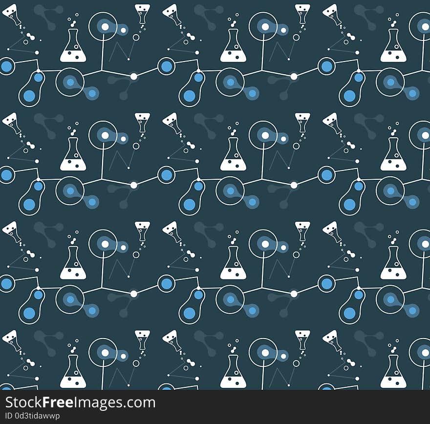 Abstract molecules and flasks medical background