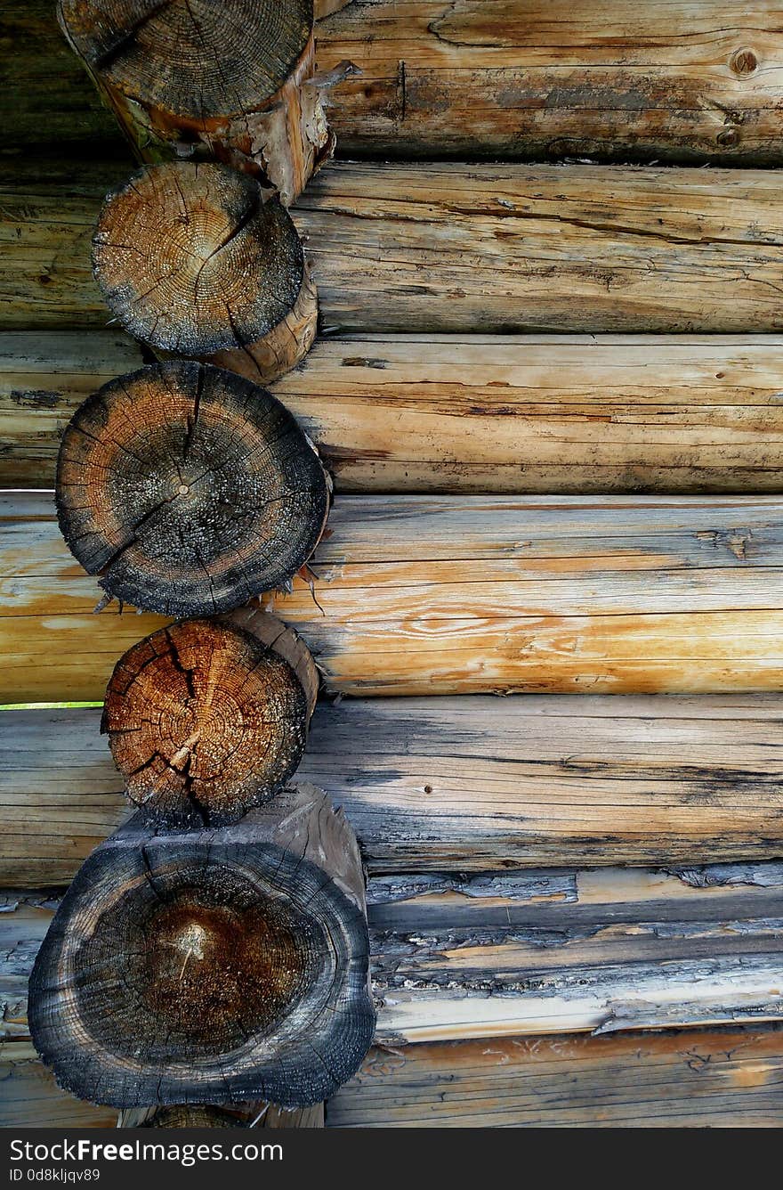 Detail of an old wood mountain cabin. Detail of an old wood mountain cabin.