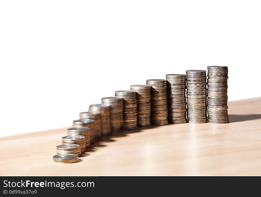 Columns Of Coins On The Table