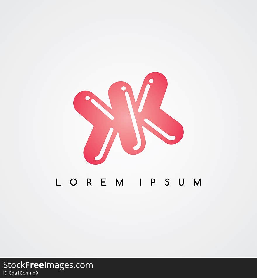 Initial letter linked uppercase logo black red in white background