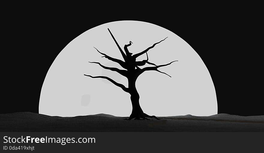 Halloween Moonlit Tree