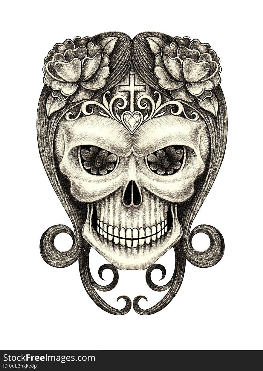 Art skull day of the dead.