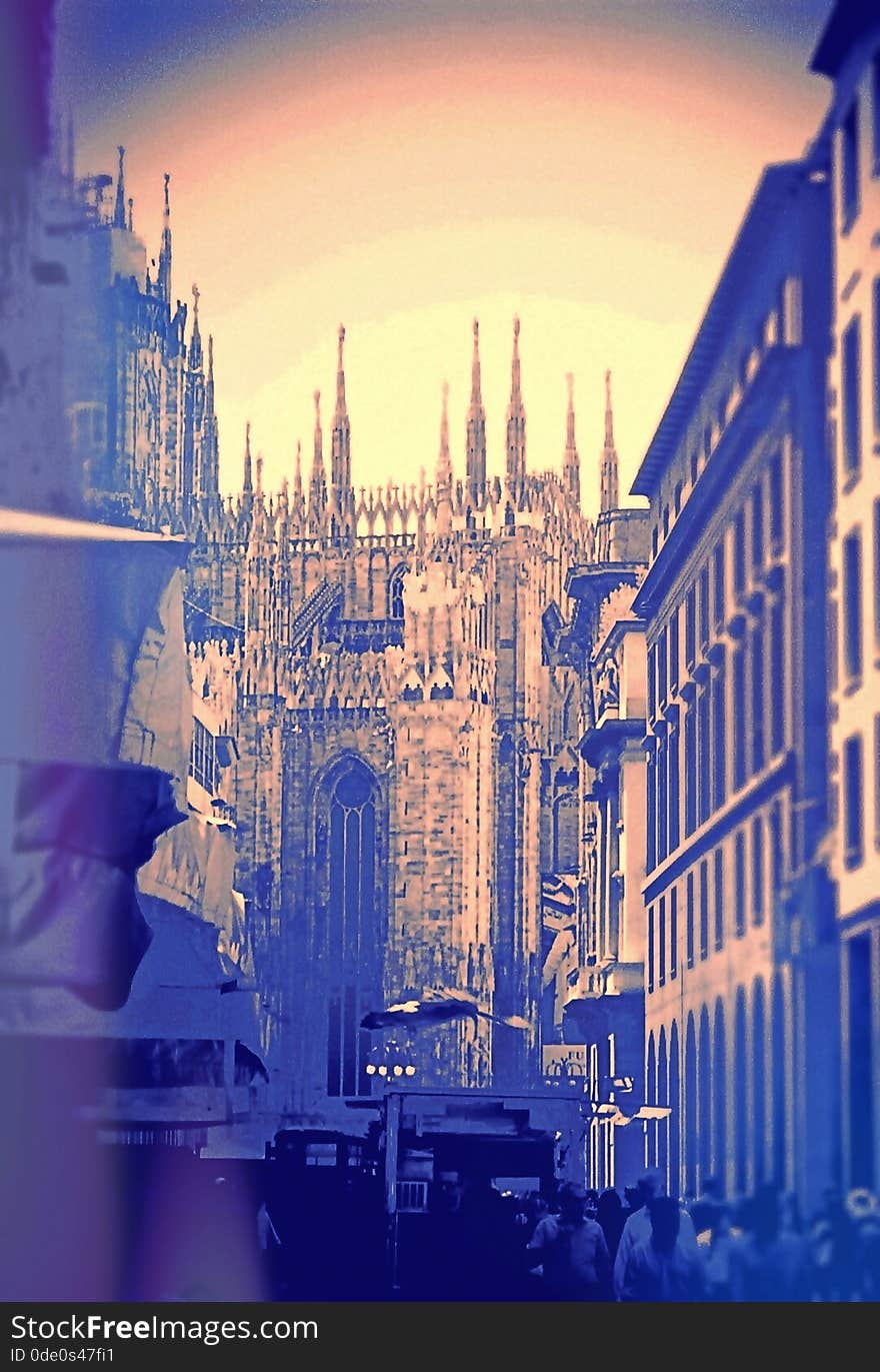 A classic, touristic view of Milano in a new vision. Duomo is the center of that color composition. A classic, touristic view of Milano in a new vision. Duomo is the center of that color composition