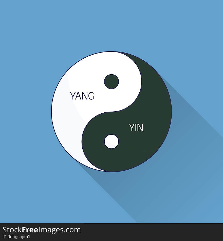 Yin Yang. Line, flat design. Flat icon with long shadow. Concept for beauty salon, massage, cosmetic and spa. Isolated high quality vector graphic. Easy to use business template. Yin Yang. Line, flat design. Flat icon with long shadow. Concept for beauty salon, massage, cosmetic and spa. Isolated high quality vector graphic. Easy to use business template.