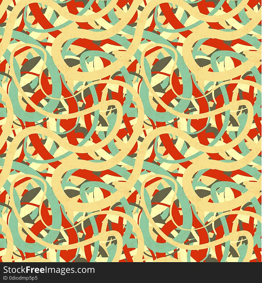 A lot of lines in retro colours, abstract seamless pattern