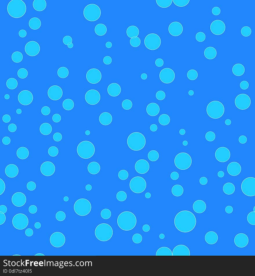 Water bubbles pattern. Seamless vector background with light blue bubble circles on blue backdrop