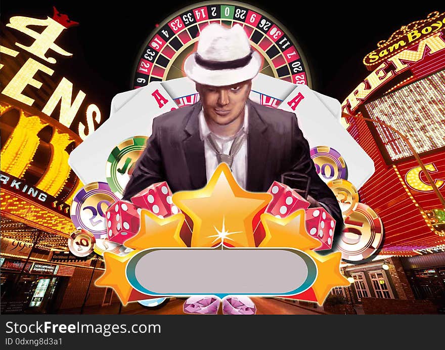 Illustrations casino theme with man. Illustrations casino theme with man