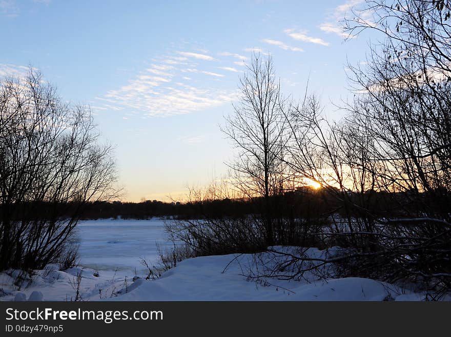 Nice sunset in a winter day