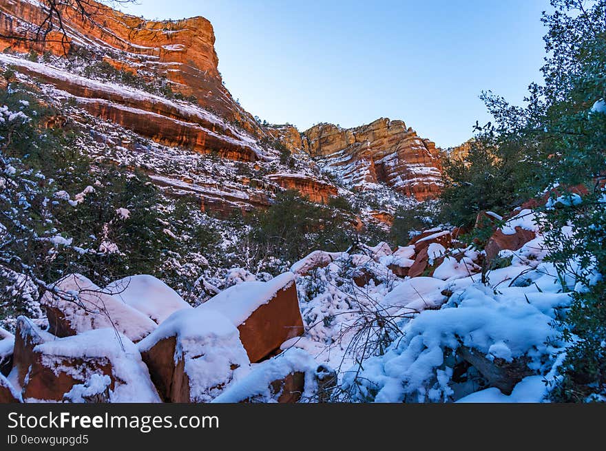 Fay Canyon is a favorite hike for many who prefer a shorter hike with minimal elevation gain or who enjoy the grandeur of red sandstone walls towering overhead. Some people visit Fay Canyon to see the natural arch located just under a half mile up the trail. Those who don&#x27;t know about it usually walk right past. Though the Fay Canyon Arch is by no means small, it looks so much like an ordinary rock overhang, it&#x27;s easy to glance right at it and not realize what you&#x27;ve seen. If you keep watching the rock wall to the north &#x28;right&#x29; side of the trail sooner or later you&#x27;ll spot it. This small, hidden canyon supports a diverse community of desert plants and provides good views of the surrounding cliffs. It dead ends at a red Supai sandstone cliff. Throughout Fay Canyon you can marvel at the breathtaking scenery that surrounds you. Photo by Deborah Lee Soltesz, January 5, 2011. Credit: Coconino National Forest, U.S. Forest Service. Learn more about hiking Fay Canyon Trail No. 53 in the Red Rock Ranger District of the Coconino National Forest.