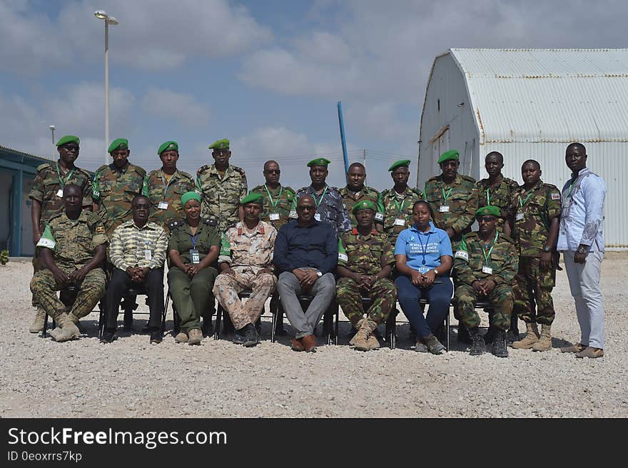 AMISOM soldiers and members of the civilian unit pose for a group photo at the opening of the Protection of Human Rights and Gender Cluster Training Workshop for AMISOM Senior Officers in Mogadishu, Somalia, on December 14, 2016. AMISOM Photo. AMISOM soldiers and members of the civilian unit pose for a group photo at the opening of the Protection of Human Rights and Gender Cluster Training Workshop for AMISOM Senior Officers in Mogadishu, Somalia, on December 14, 2016. AMISOM Photo