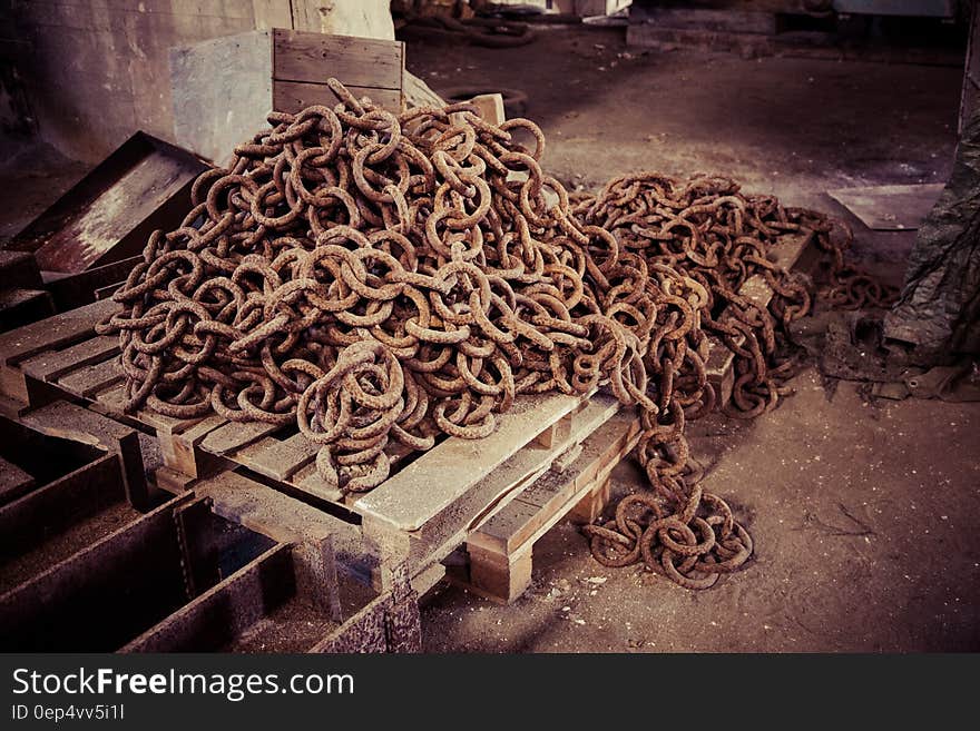 Brown Chains on Wooden Palette