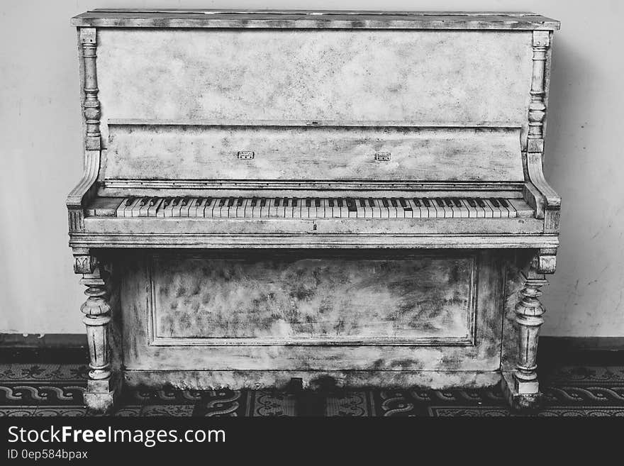 Gray Wooden Upright Piano