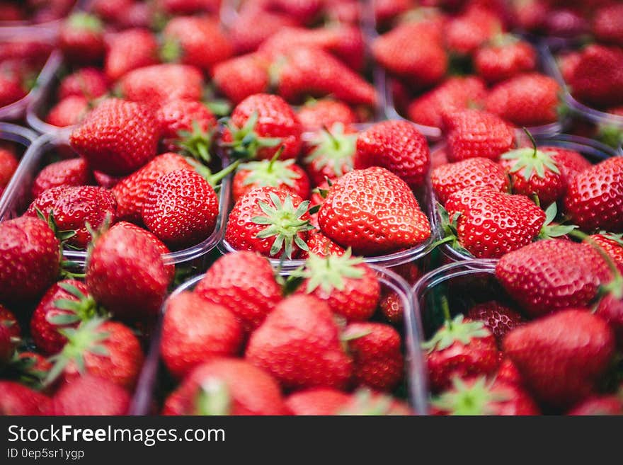 Strawberries on Clear Plastic Containers