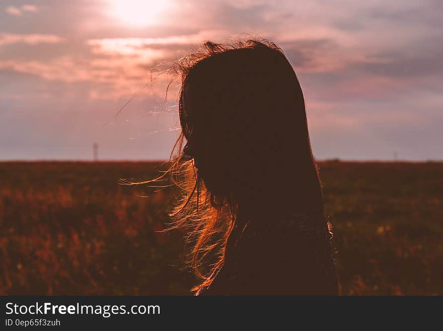 Woman&#x27;s Silhouette Photo during Sunset