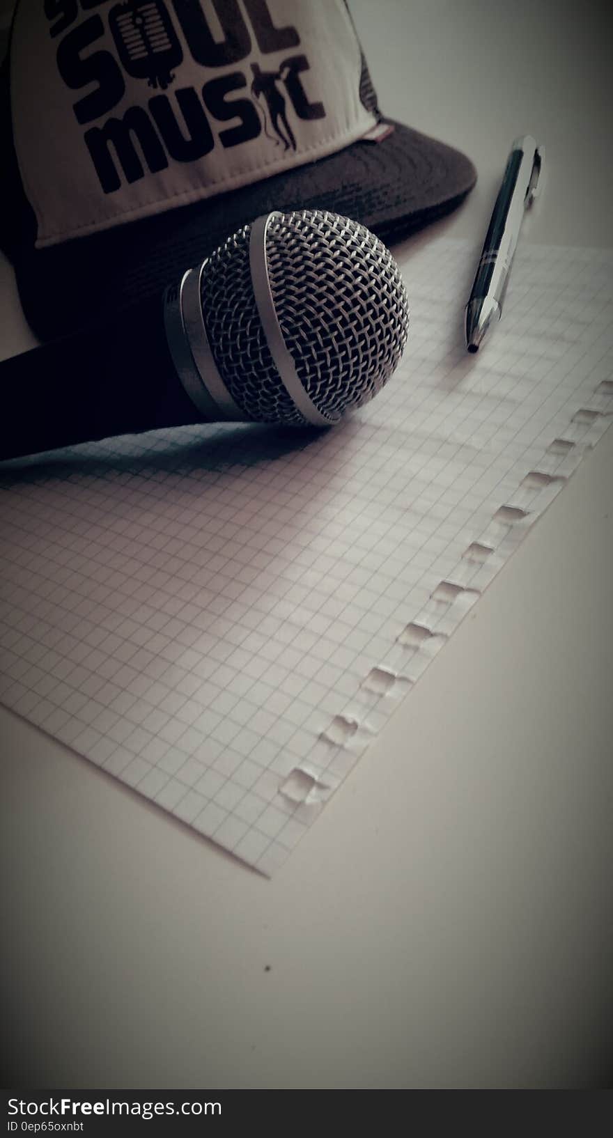 Microphone Near Click Pen Near Graphing Paper