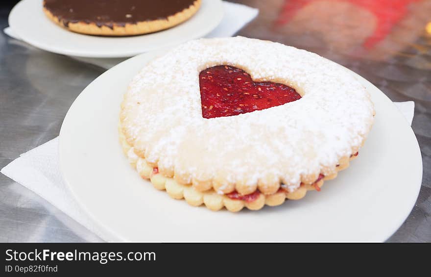 Round Biscuit With Heart Jelly in Center