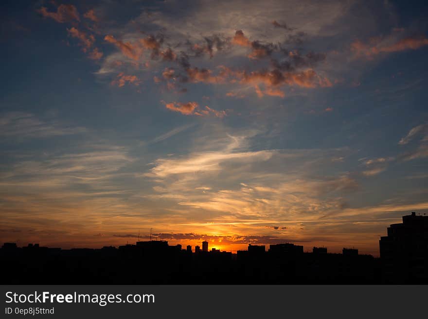 Silhouettes of Buildings during Golden Hour